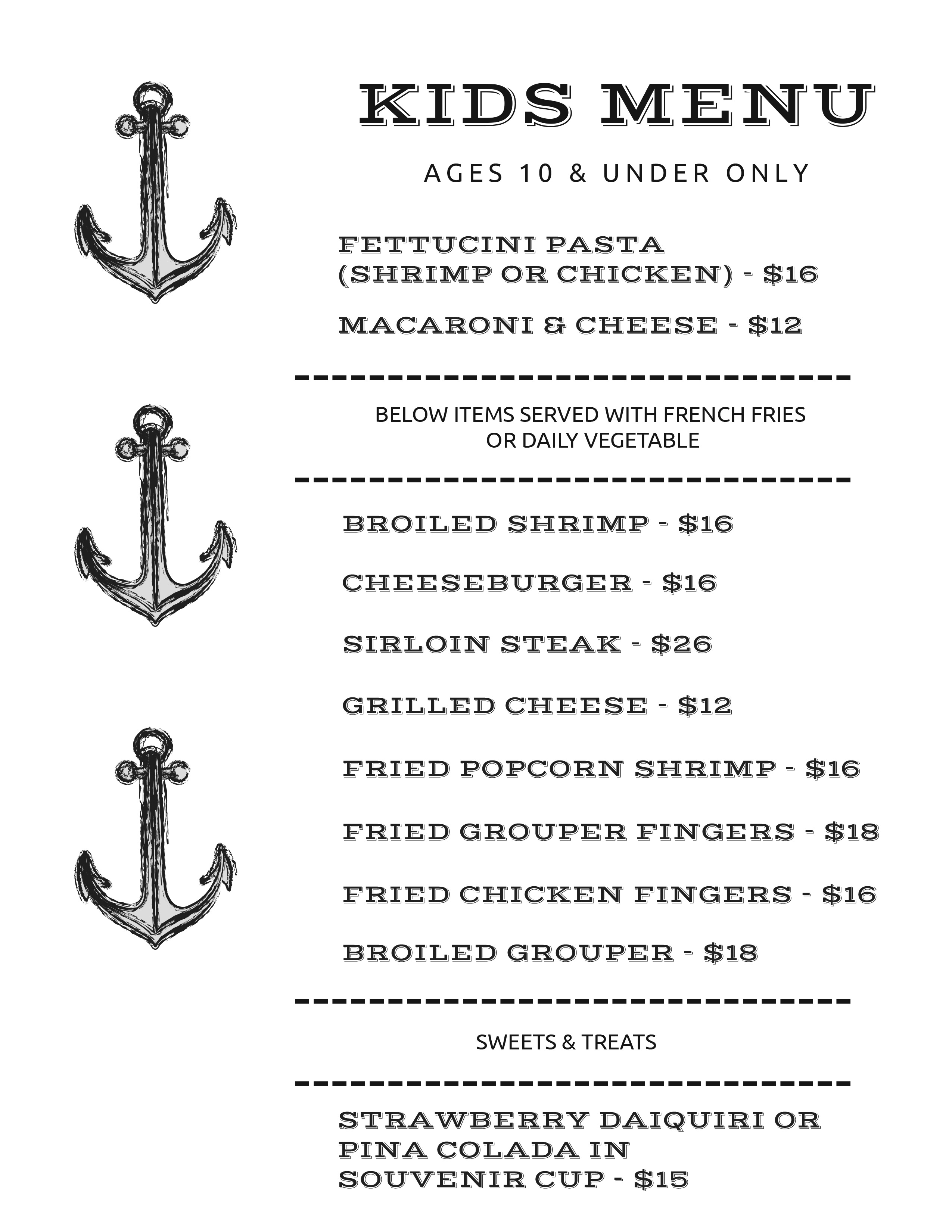 Childrens Menu – Opens in New Window